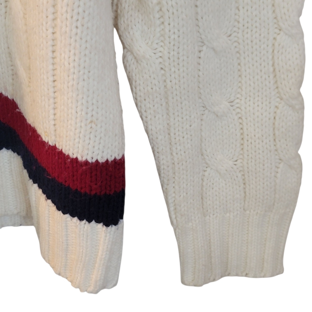 Vintage 1980's Izod Lacoste Mens Tennis Sweater Chunky Cable Knit Cricket M - Picture 5 of 11